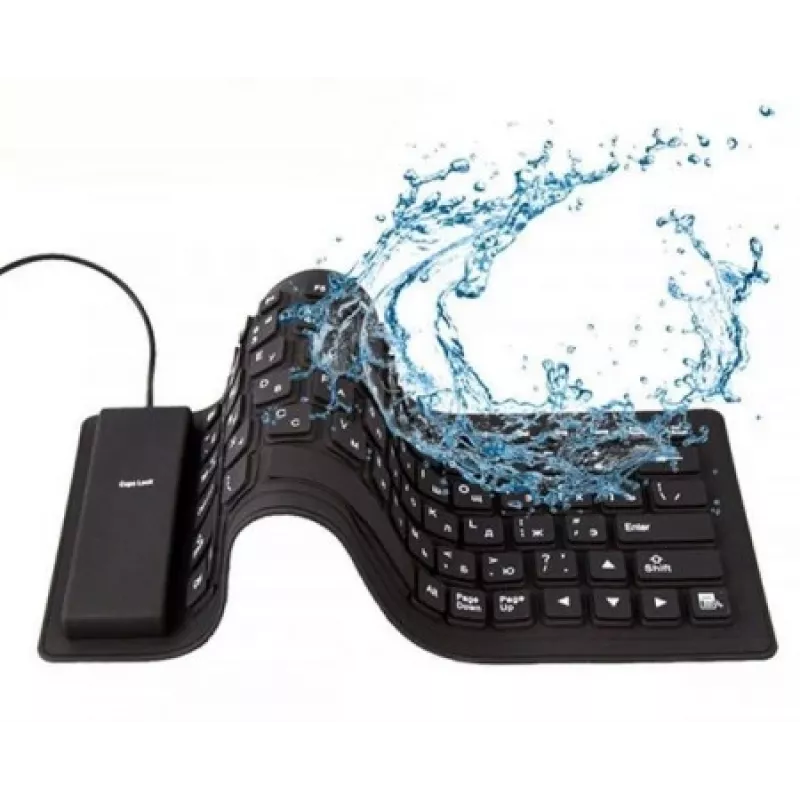 Siliconen toetsenbord USB+PS/2 zwart