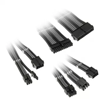 Kabelverlengingsset Kolink Core Adept — omvlochten PET-mantel, kopergeleider, lengtes 300–350 mm, 6-delige set