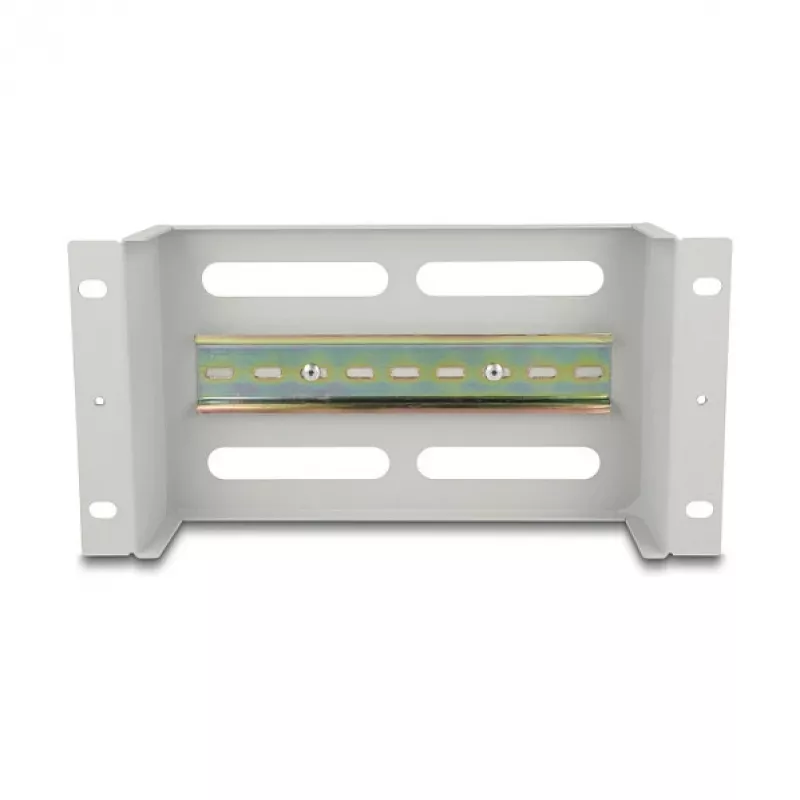 Delock 67319 10" installatieautomatenstrip met afdekking en DIN-rail, 3U, metaal, grijs