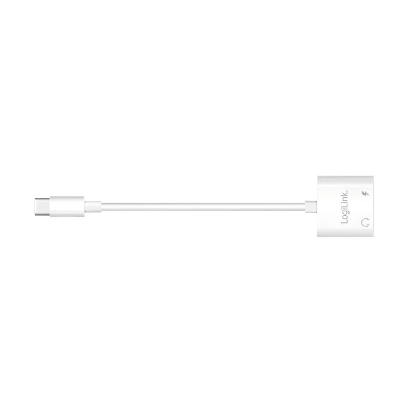 LogiLink USB-C audio-adapter USB-C/M naar 2x USB-C/F 60W PD wit