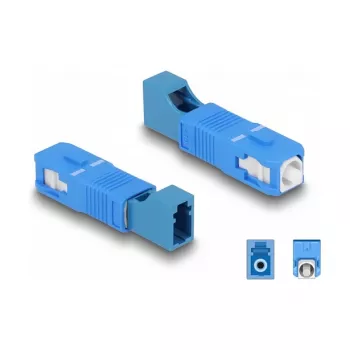 DeLOCK hybride lichtgolfkoppeling SC simplex stekker naar LC simplex bus blauw