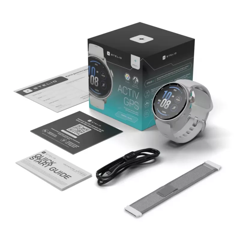 Smartwatch Stelio Activ GPS 46 mm zilver STSWA101SR, GPS, 46 mm behuizing