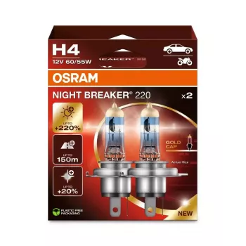 Halogeen koplamp Osram NIGHT BREAKER 220 H4 — dubbelpack, 12V 60/55W