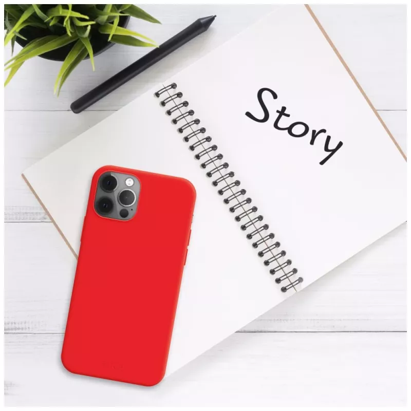 FIXED telefoon-achtercover voor Apple iPhone 16e, rubber, rood, slank beschermhoesje
