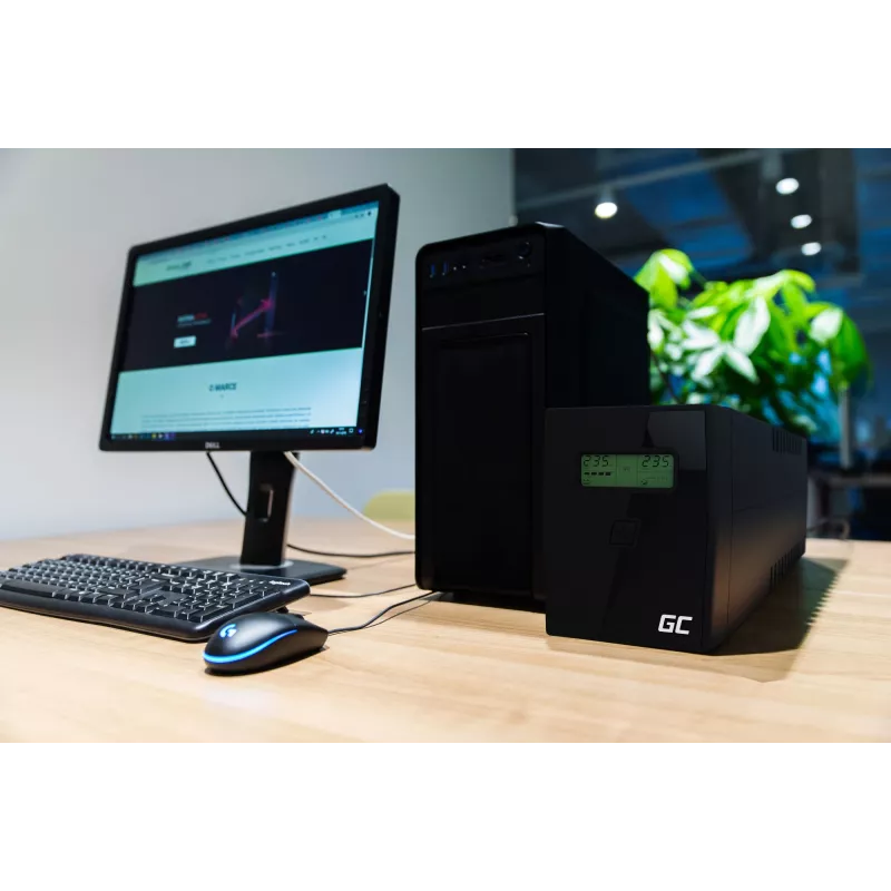 Green Cell UPS01LCD UPS noodstroomvoorziening Line-Interactive 0,6 kVA 360 W 2 stopcontacten