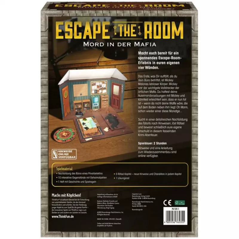 Escape the Room - moord in de maffia, bordspel