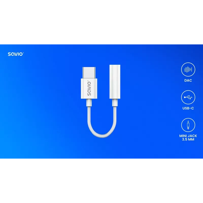 USB Type 3.1 C (M) – jack 3,5mm (F) audio-adapter wit SAVIO AK-52