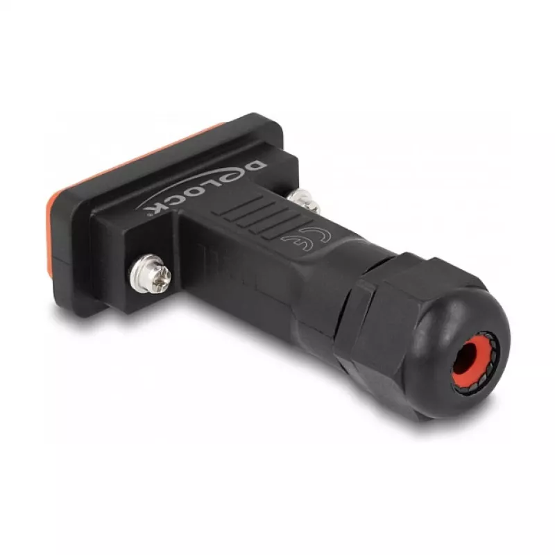 DeLOCK D-Sub HD 26-polige bus IP67 waterdicht zwart oranje
