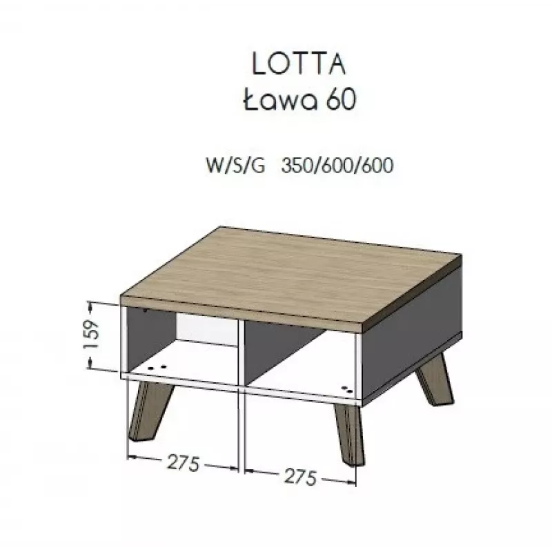 Cama LOTTA 60 salontafel wit/Sonoma-eiken