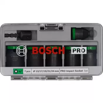 Dopsleutelset Bosch Powertools PRO 1/2 inch 7-delig zwart