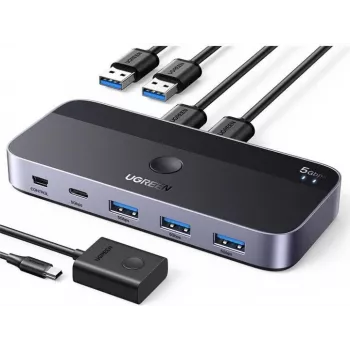 KVM USB-switch UGREEN CM662 2x4 uitgang, zwart