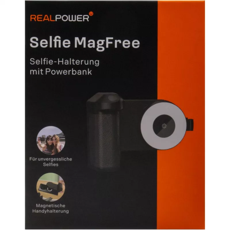 Selfielamp RealPower Selfie MagFree LED zwart wit ABS PU