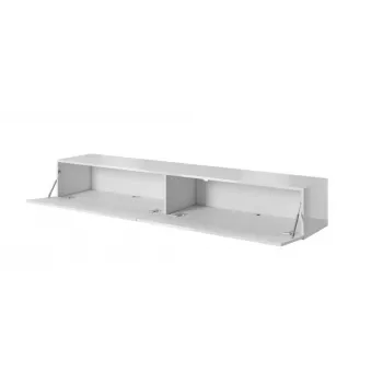 Tv-standaard cama meble SLIDE 200 — 2000×400×300 mm, wit hoogglanzend MDF-plaat, wit frame