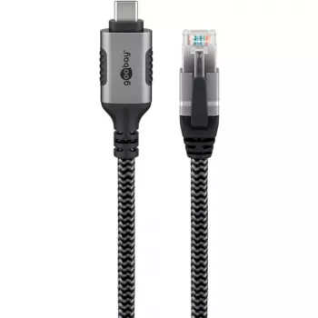 Goobay 70755 USB-C naar RJ45 Ethernet CAT 6 kabel voor stabiele bekabelde internetverbinding met router/modem/netwerkswitch/vervangt USB naar RJ45 adapter / 1