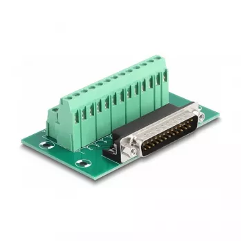 DeLOCK D-Sub 25-polig stekker naar klemmenstrook voor DIN-rail 51 mm × 86 mm × 30 mm