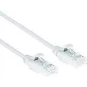 ACT wit 10 meter LSZH U/UTP CAT6 datacenter slimline patchkabel, trekontlasting met RJ45-stekkers