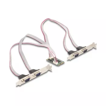 Interne RS-232-interfacekaart DELOCK 95278 — Mini PCI Express host, 4× RS-232-uitgangen, FIFO 256 B, 30×51×10 mm