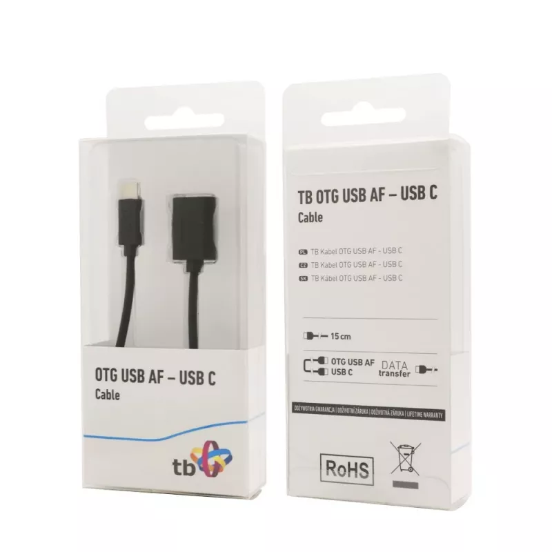 TB kabel OTG USB AF - USB-C 15cm zwart (AKTBXKU4PAC015B)
