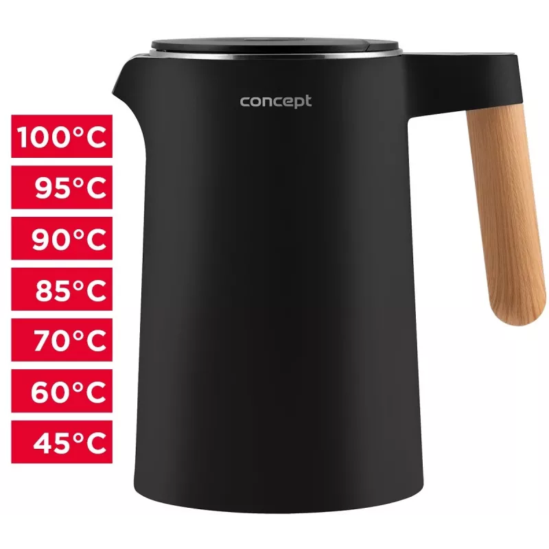 Waterkoker dubbelwandig 1,5 L Concept zwart RK 3301