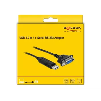 Seriële kabel DeLOCK 66281 zwart 1,8 m RS-232 USB Type-A