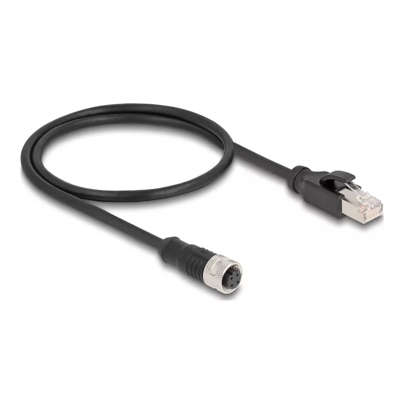 DeLOCK M12-adapterkabel D-gecodeerd 4-polig bus naar RJ45 stekker 50 cm
