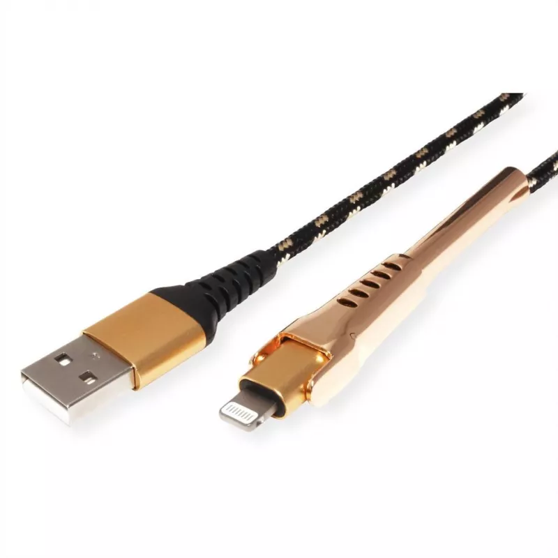 Lightning-kabel ROLINE 11.02.8923 1m zwart goud