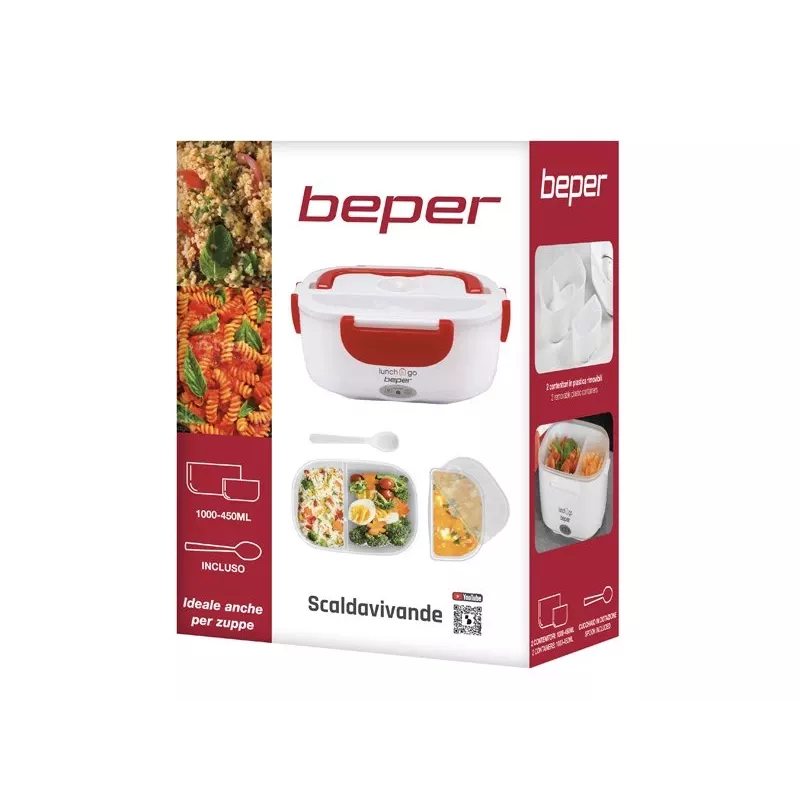 Elektrische lunchbox Beper 90.920R – 1 L voedselwarmer