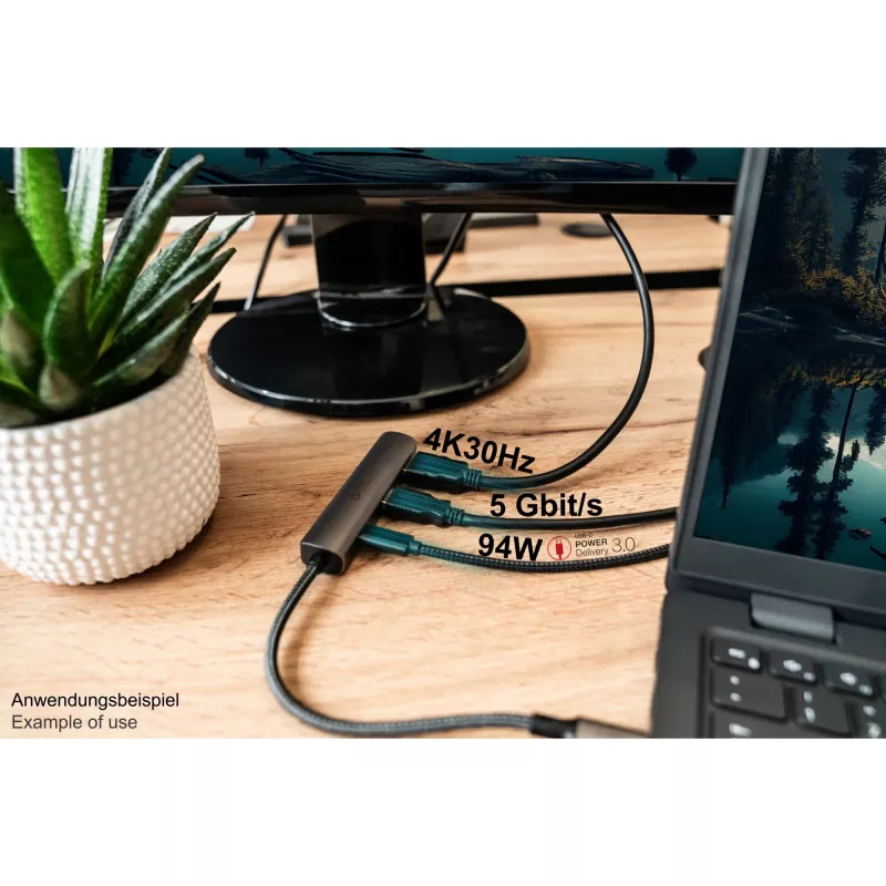 USB Type-C-hub Alcasa HUB-C002A 5000 Mbit/s HDMI USB 3.0