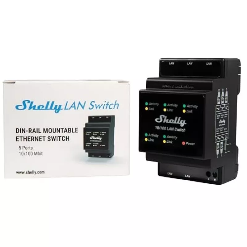 Shelly LAN Switch slimme switch, zwart, 110-240 V AC, 1 W