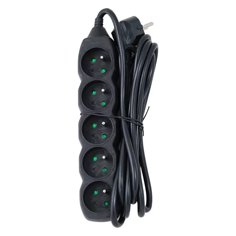 Stekkerdoos ESPERANZA ELK208K — 5 stopcontacten, 3 m kabel, zwart