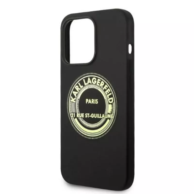 Karl Lagerfeld soft cover silicone RSG zwart voor Apple iPhone 14 Pro KLHCP14LSRSGRCK