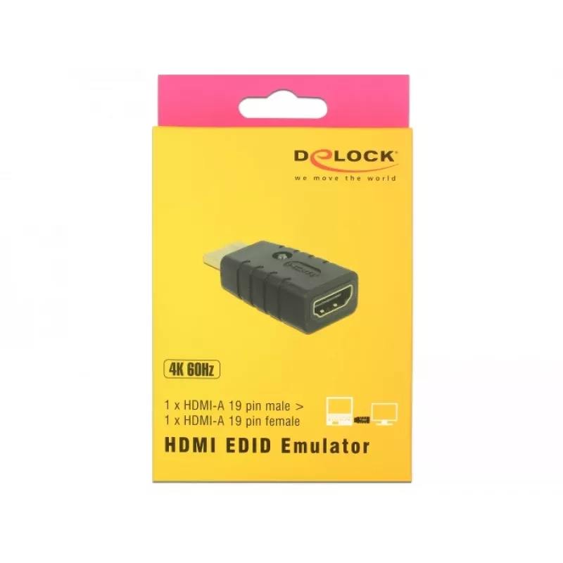 Adapter HDMI (stekker) > HDMI (bus), EDID-emulator (zwart)
