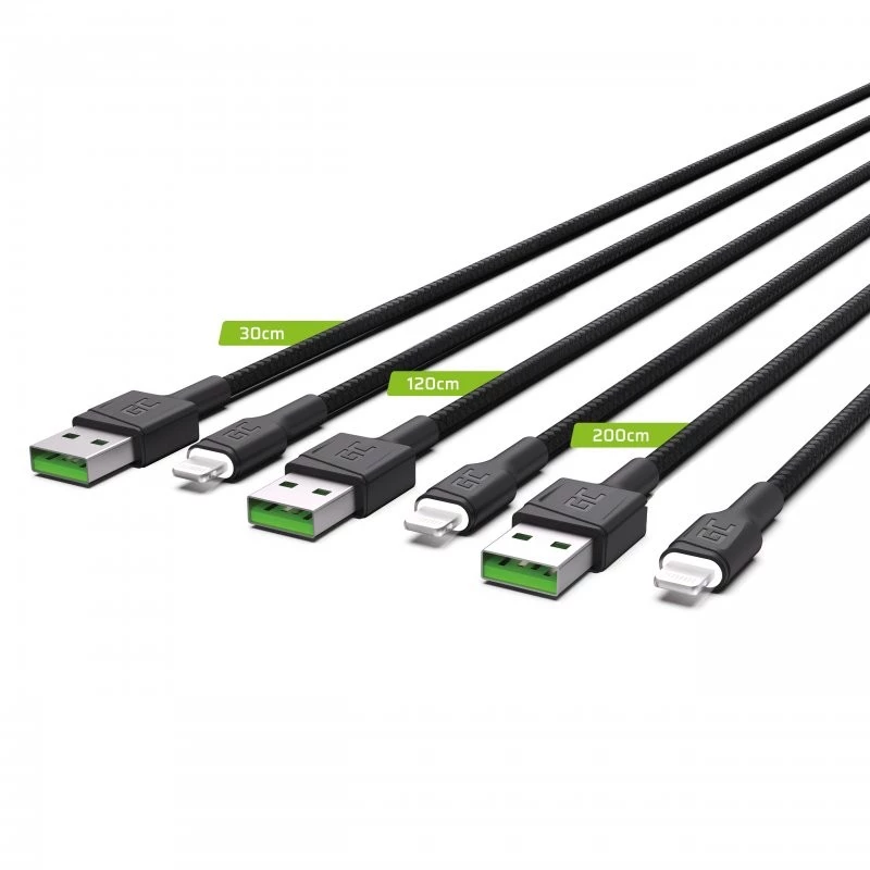 Lightning-kabelset Green Cell KABGCSET04 30cm 120cm 200cm
