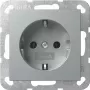 Gira SCHUKO-stopcontact System 55 F alu model 418826 — inbouwstopcontact met randaarde, compatibel met System 55-frames