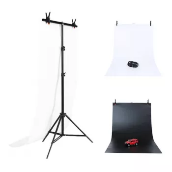 Achtergrondstatief voor fotostudio Puluz 70x200cm + achtergronden 2 stuks DCA0976