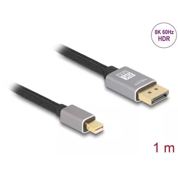 DeLOCK Mini DisplayPort naar DisplayPort-kabel 8K 60 Hz 1 m grijs metaal zonder vergrendeling