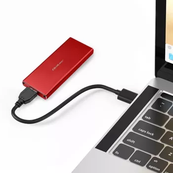 SSD-behuizing QOLTEC 51831 USB 3.0 voor M.2 SATA-schijven tot 2 TB, rood, ondersteunt 30 mm lengte, tot 4 schijven
