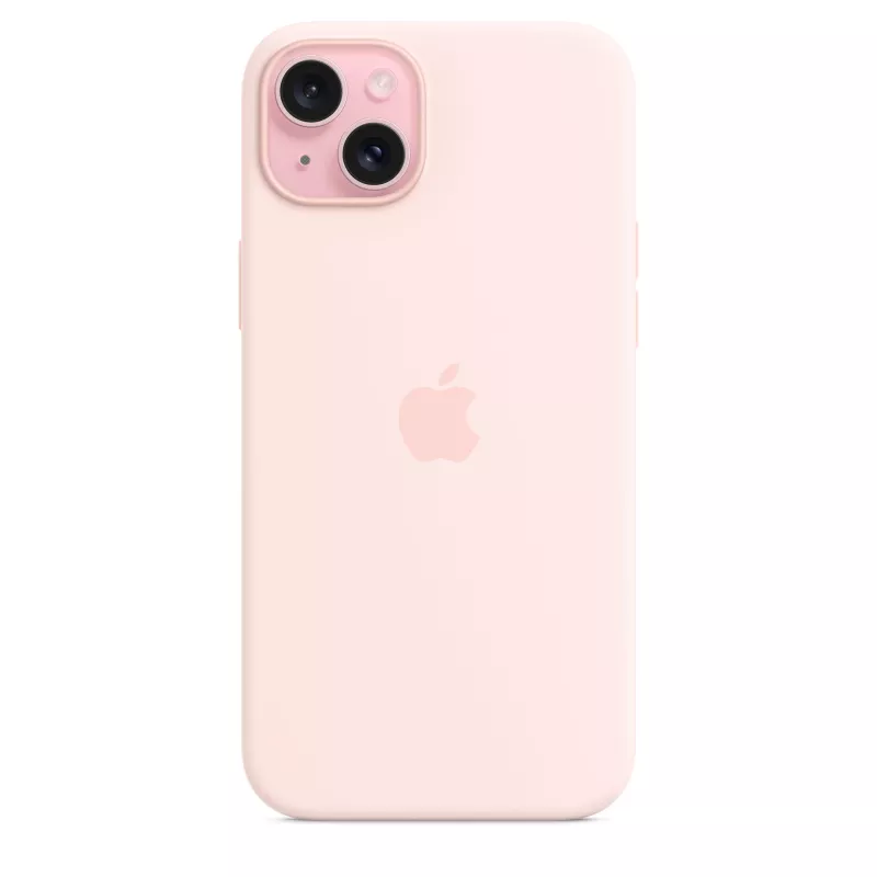 Siliconen hoes met MagSafe voor iPhone 15 Plus – lichtroze