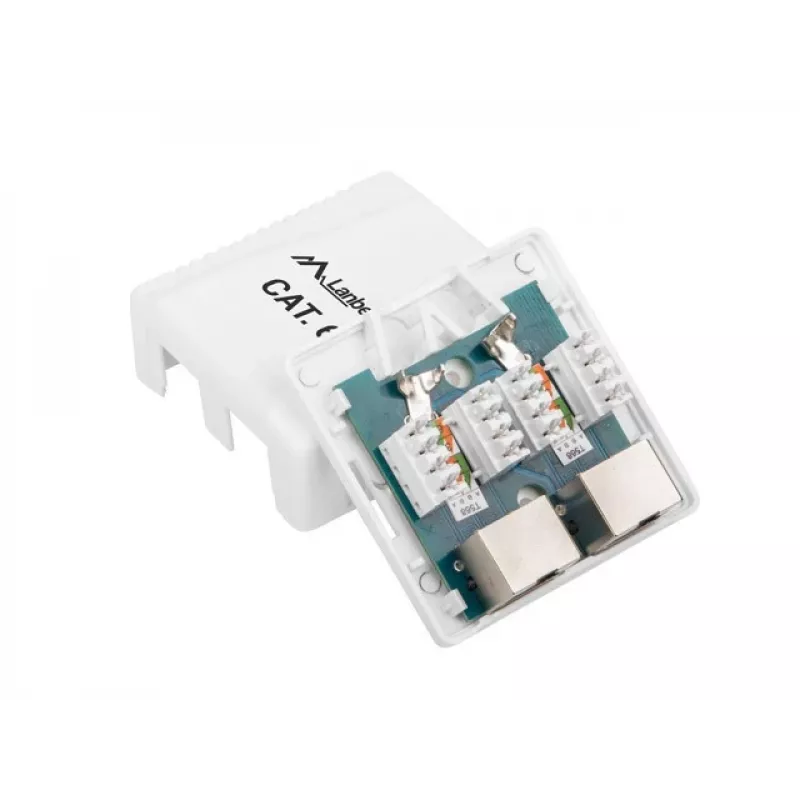 Lanberg OS6-0002-W opbouwdoos, 2x RJ45 Cat.6, wit