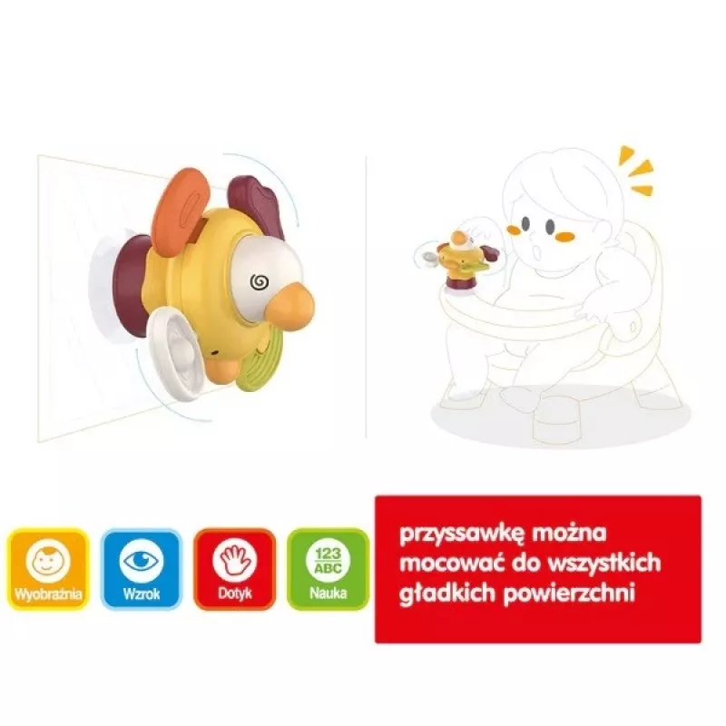 Pluche interactieve sensorische eend Ascato 122946 — zachte textuur, kleurrijk design