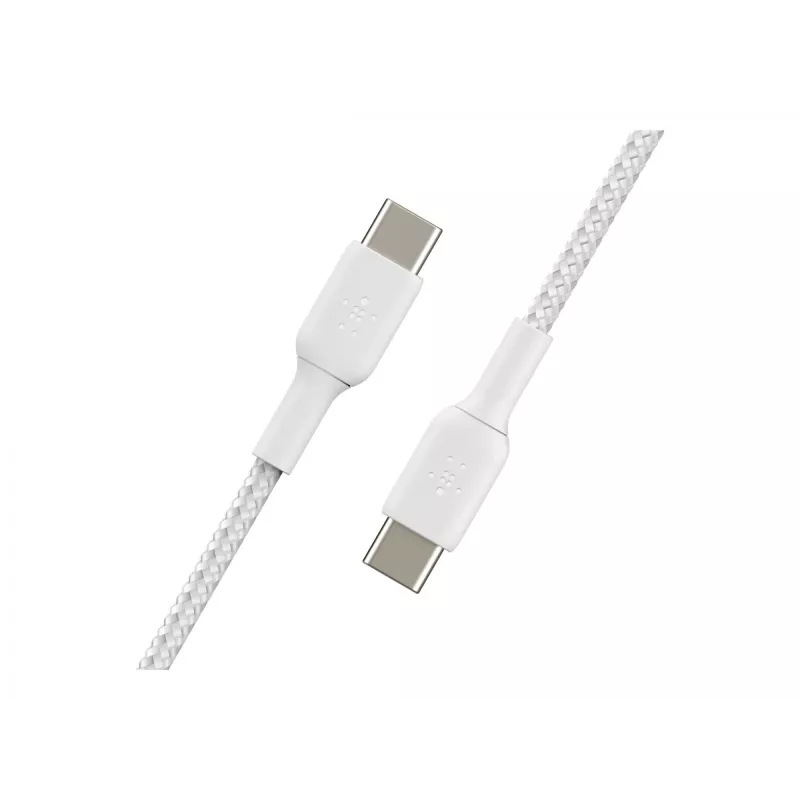 Kabel gevlochten USB-C naar USB-C 1m wit