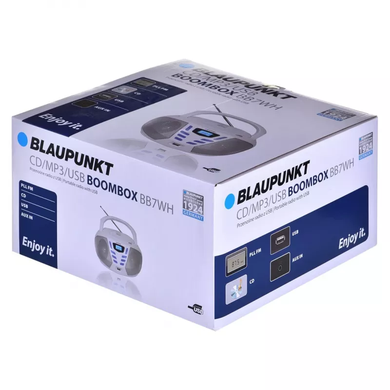 Blaupunkt BB7-WH draagbare stereoset digitaal 2.4 W FM grijs MP3-weergave