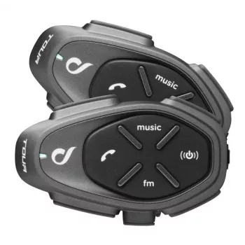 Motor-intercom INTERPHONE TOUR HD, 2 stuks, Bluetooth 4.0, bereik 1500 m, tot 20 uur accuduur, zwart