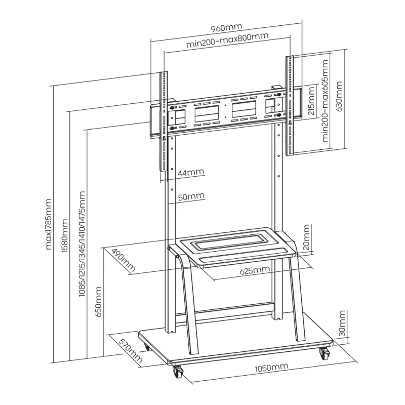 Sbox FS-1035 vaste tv-vloerstandaard, 37-100 inch, tot 150 kg, VESA 800x600