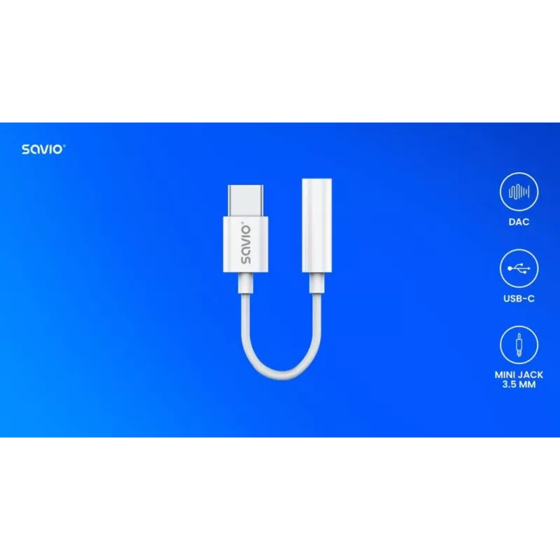 USB Type 3.1 C (M) – jack 3,5mm (F) audioadapter wit SAVIO AK-51