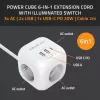 Power Cube QOLTEC 52547 stekkerdoos 3×AC-stopcontacten, 2×USB-A, 1×USB-C PD 20W