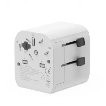 Universele reisadapter GEMBIRD TPA-EU2A12-01-W 12W USB-voeding voor internationale stopcontacten