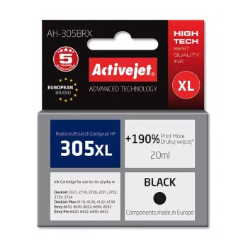 Activejet AH-305BRX inkt (vervanger voor HP 305 XL 3YM62AE; Premium; 20 ml; zwart)