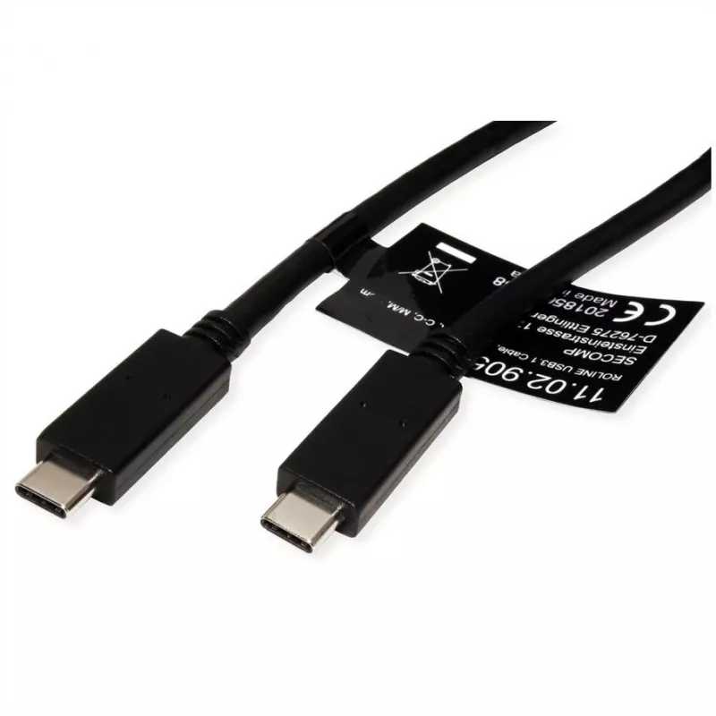 USB-kabel ROLINE 11.02.9056 0,5 m USB 3.2 Gen 2 10 Gbit/s USB C zwart