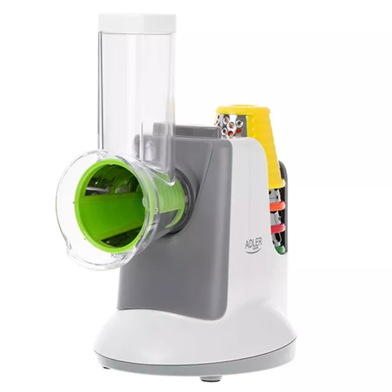 Groentesnijder Adler AD 4815, 150 W, 5 opzetstukken, ABS-behuizing, wit/grijs